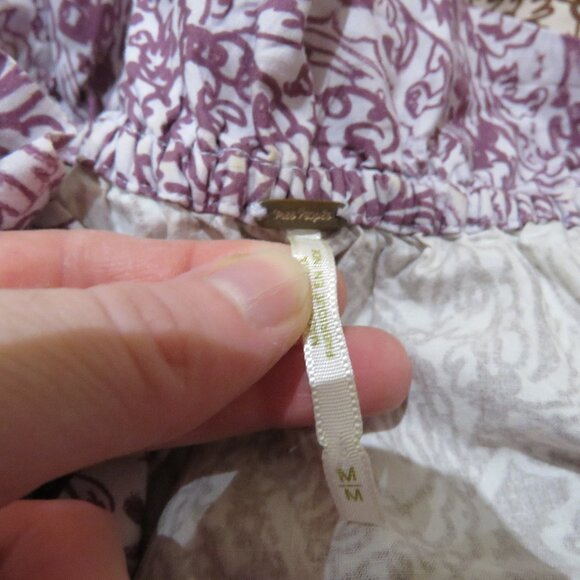 FREE PEOPLE Sophie Off Shoulder Paisley Print Babydoll Mini Dress Boho Festival - Picture 14 of 14